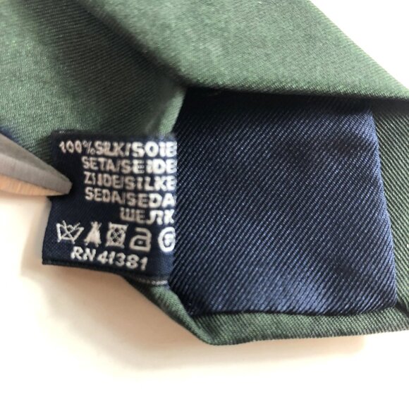 Vintage Polo Ralph Lauren Tie Dark Green Silk Paisley Handmade Italy Classic - Picture 8 of 9
